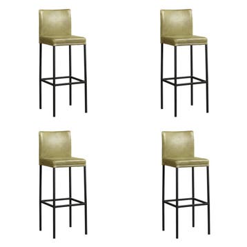Set van 4 Leren barkrukken Break hoog - Vintage Olive, Ophalen of Verzenden