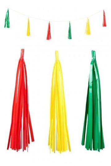 Tassel Guirlande Rood Geel groen 2,25m, Verzenden