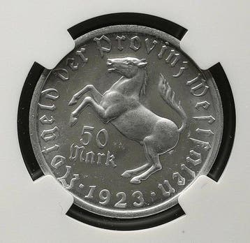 Duitsland, Westfalen 50 Mark 1923 - NGC MS64