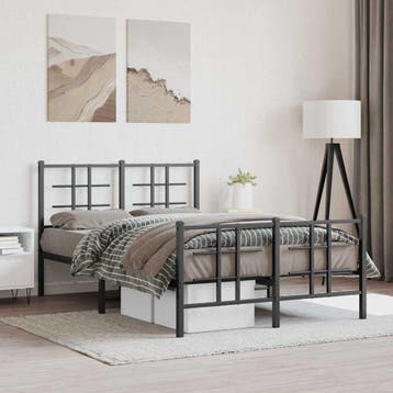 vidaXL Bedframe met hoofd- en voeteneinde metaal zwart, Verzenden, Nieuw