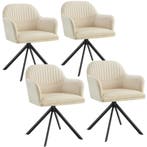 tectake Lona fluwelen draaistoel met dikke vulling - crème/z, Huis en Inrichting, Stoelen, Verzenden, Nieuw