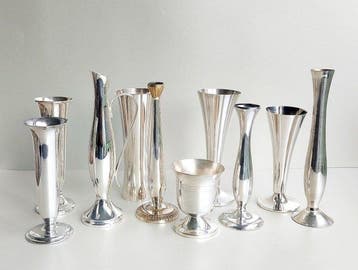 Diversen o.a. Zilva en WMF - Vase (10) - Plaqué(e) argent -, Antiquités & Art