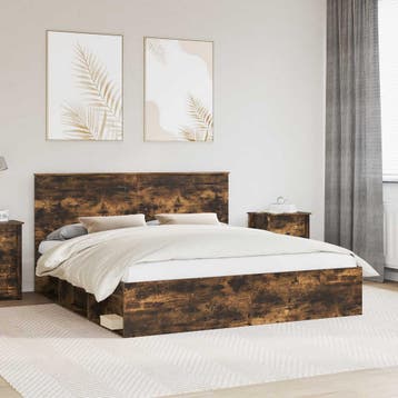 vidaXL Bedframe Rook Eiken 180 x 200 cm Massief grenenhout, Verzenden, Nieuw