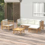 vidaXL 6-delige Loungeset met kussens bamboe crèmewit, Verzenden, Loungeset