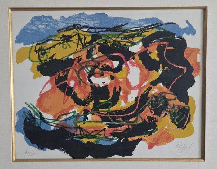 Karel Appel (1921-2006) - Composition abstaite, Antiquités & Art, Antiquités | Autres Antiquités