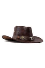 Cowboyhoed Donkerbruin Leer Stier Bruine Leren Leatherlook C, Ophalen of Verzenden
