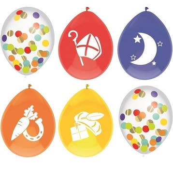 Sinterklaas Confetti Ballonnen 30cm 6st, Verzenden, Nieuw
