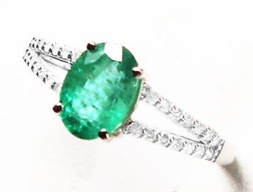 Sans prix de réserve - Bague - 14 carats Or blanc Émeraude -, Bijoux, Sacs & Beauté, Bagues