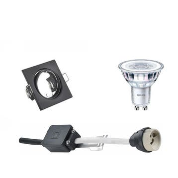 Philips 4W LED Spot Set - Kantelbare Mat Zwarte Vierkante In, Verzenden, Nieuw