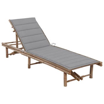 vidaXL Ligbed met kussen bamboe, Tuin en Terras, Verzenden, Nieuw