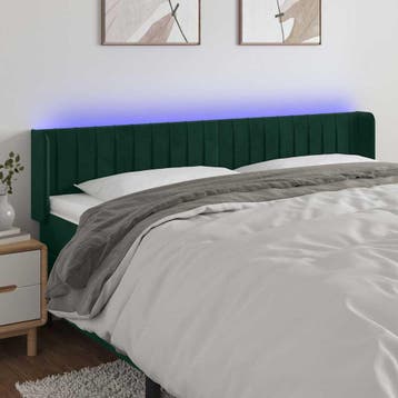 vidaXL Hoofdbord LED 163x16x78/88 cm fluweel donkergroen, Verzenden, Nieuw