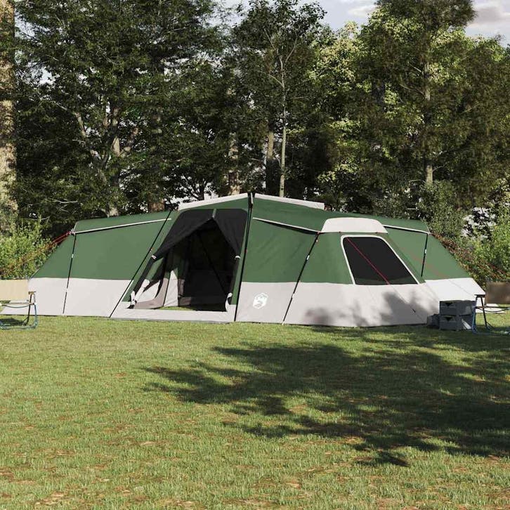 vidaXL Familietent 16-persoons Waterdicht Groen taft, Caravanes & Camping, Tentes, Envoi