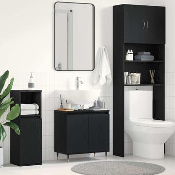 vidaXL Wastafel kabinet voor de badkamer Zwart Eiken 58 x 33, Verzenden, Nieuw