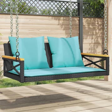 vidaXL Schommelbank met kussens 109x62x40 cm poly rattan, Verzenden