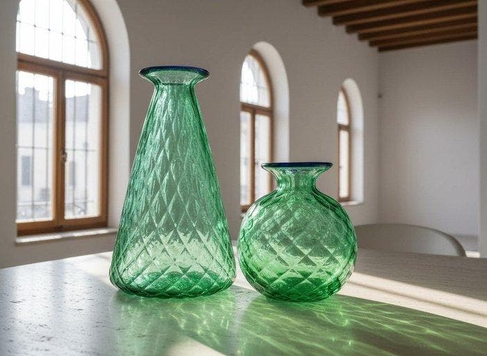 Vaas (2) - Muranoglas - Set Murano-vazen, Antiek en Kunst, Antiek | Glaswerk en Kristal