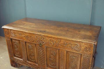 Cercueil - coffre à trousseau - Chêne, Antiquités & Art