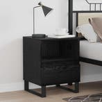vidaXL Bedkast met lade Zwart Eiken 40 x 35 x 50 cm Bewerkt, Verzenden, Nieuw