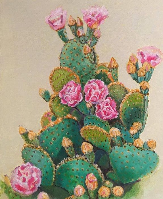 Valeria Pesce - CACTUS GENEROSAMENTE FIORITO, Antiquités & Art, Art | Peinture | Moderne