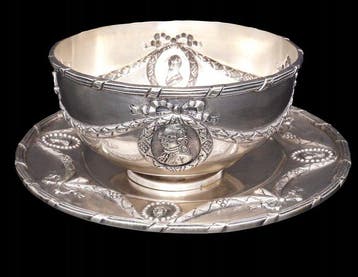 Tazza (2) - Continentaal Louis XVI-stijl zilveren kom met