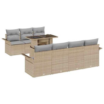 vidaXL Tuinbank Set 8 st Beige [Synthetisch]: Poly Riet, Verzenden, Nieuw