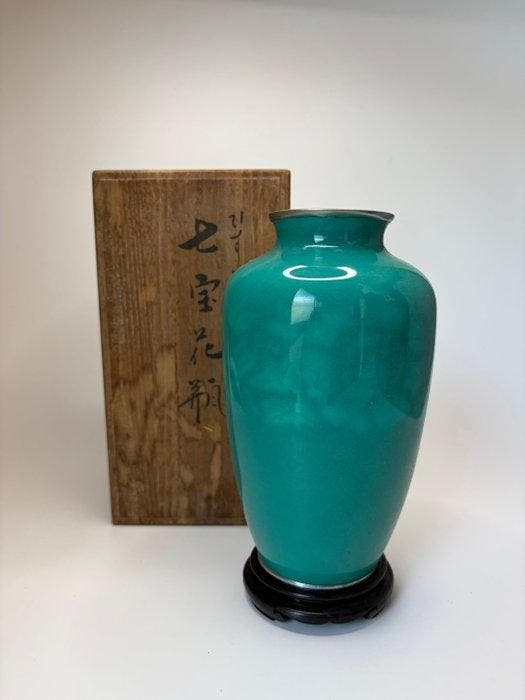 Japanse Shippo (Cloisonné) vaas – turkoois emailleafwerking, Antiek en Kunst, Antiek | Overige Antiek