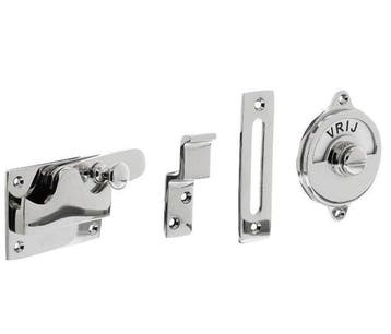 Intersteel WC-overslag vlak en tekst “VRIJ / BEZET” chroom, Doe-het-zelf en Bouw, Deuren en Vliegenramen, Ophalen of Verzenden