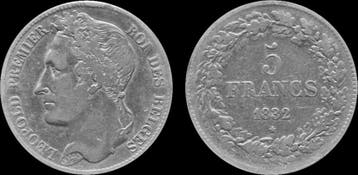 Belgium Leopold I 5 frank 1832- pos B zilver, Verzenden, België