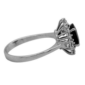 Ring - 18 karaat Witgoud Saffier - Diamant