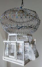 Cage à oiseaux - Bois, Fer - Cage à oiseaux vintage