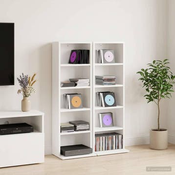 vidaXL CD Kast 2 st Wit 33 x 23,5 x 97,5 cm Bewerkt hout, Verzenden