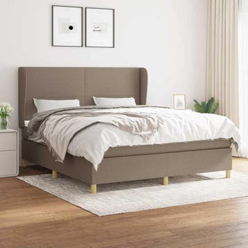 vidaXL Boxspring met matras stof taupe 180x200 cm, Verzenden