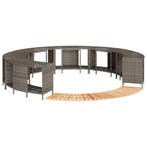 vidaXL Hottub-ombouw poly rattan massief acaciahout grijs, Verzenden, Nieuw