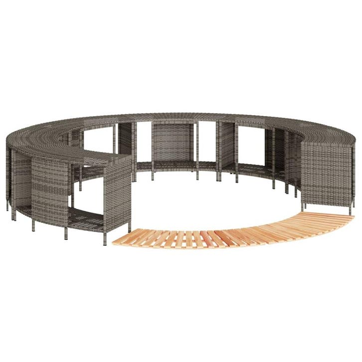 vidaXL Hottub-ombouw poly rattan massief acaciahout grijs, Tuin en Terras, Zwembaden, Nieuw, Verzenden