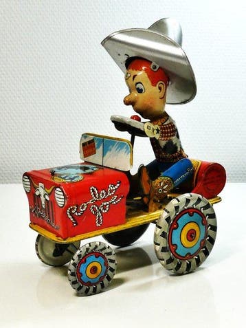Unique Art (USA) - Blikken speelgoed - 1930s Rodeo JOE, Antiek en Kunst