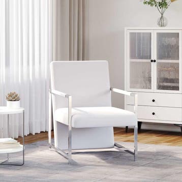 vidaXL Fauteuil met chromen poten kunstleer wit, Huis en Inrichting, Fauteuils, Verzenden, Nieuw