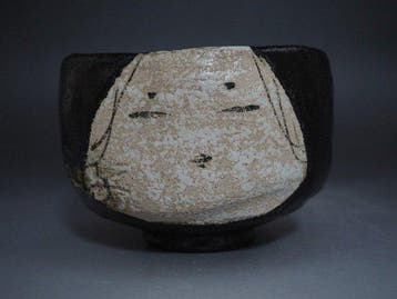 Black Raku - Theekom - Handgeschilderd ontwerp van een