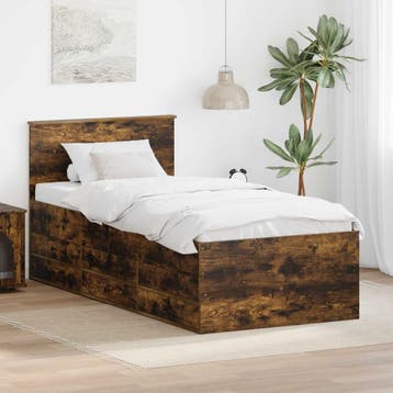 vidaXL Dagbed Gerookt Eiken en Zwart 100 x 200 cm Bewerkt, Verzenden, Nieuw