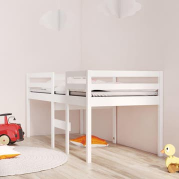 vidaXL Hoogslaper massief grenenhout wit 90x190 cm, Verzenden, Nieuw