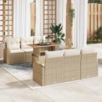 vidaXL Tuinbank Set met opslag 7 pcs Beige Poly rattan, Verzenden