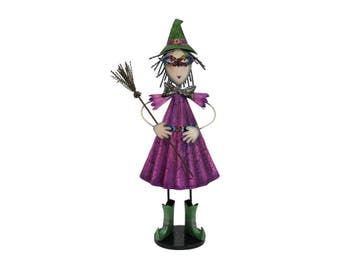 Halloween Decoratie Kleine Heks, Metaal, 102cm Paars, Nieuw
