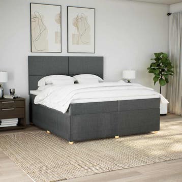 vidaXL Boxspring met matras stof donkergrijs 200x200 cm, Verzenden, Nieuw