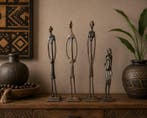 Beeld, Vier Afrikaanse slanke figuren - 41 cm - Brons