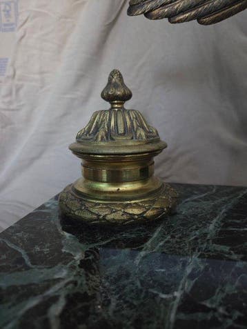 Beeld, Encrier style empire - 30 cm - Marmer, Messing, Brons, Antiquités & Art