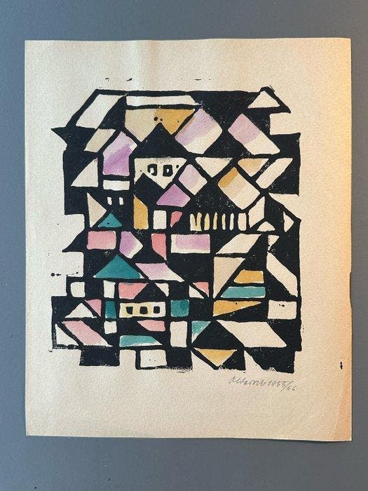 Max Olderock (1895-1972) - Houses (Constructivism), Antiek en Kunst, Antiek | Overige Antiek