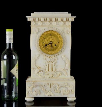 Franse commodeklok - NO RESERVE PRICE Empire Alabaster,