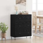 vidaXL Dressoir met lade Zwart Eiken 69,5 x 34 x 90 cm, Huis en Inrichting, Kasten | Dressoirs, Verzenden, Nieuw