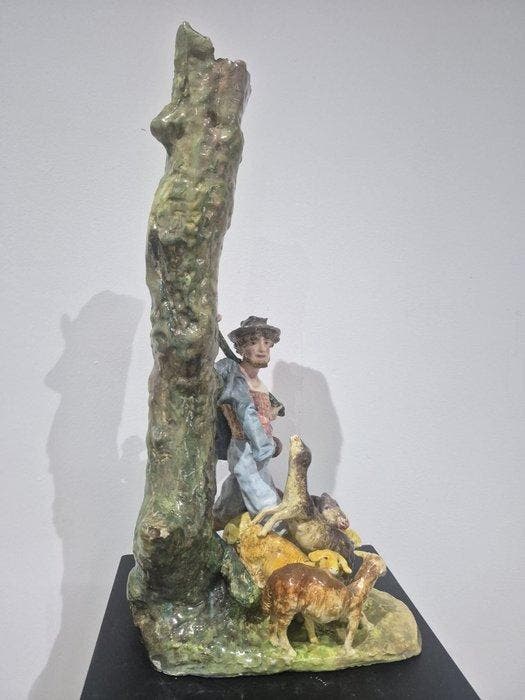 Figuur - Shepherd with flock - Aardewerk, Antiquités & Art, Antiquités | Verre & Cristal