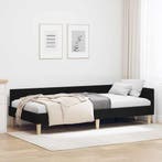 vidaXL Hoek Bed Frame Zwart 90 x 200 cm Stof, Huis en Inrichting, Slaapkamer | Bedden, Verzenden, Nieuw