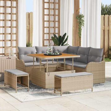 vidaXL Tuinbank Set 8 st 7-Aantal zitplaatsen Beige en, Verzenden, Nieuw