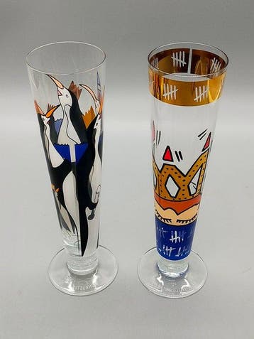 2x Ritzenhoff Bierglas – Designer Gläser Herman Reichold &, Antiek en Kunst
